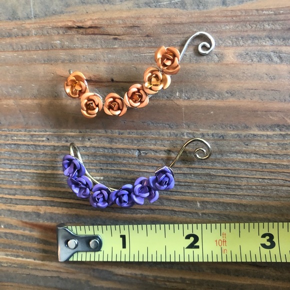 Purple and Orange Floral Earcuffs - Picture 4 of 4